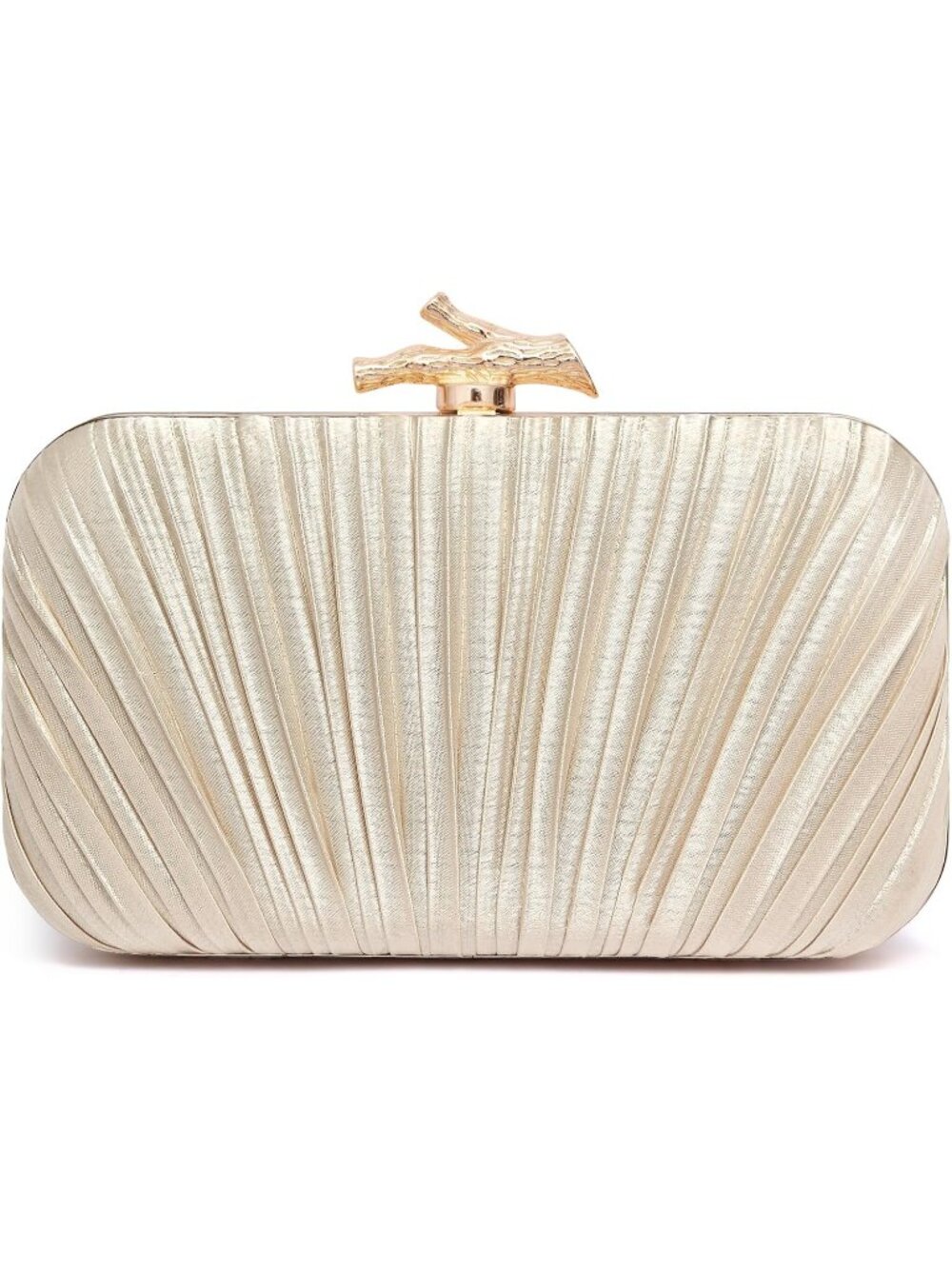 〽️Women's Champagne Clutch Purse Pleated For Formal With Chain Evening Party Bag
